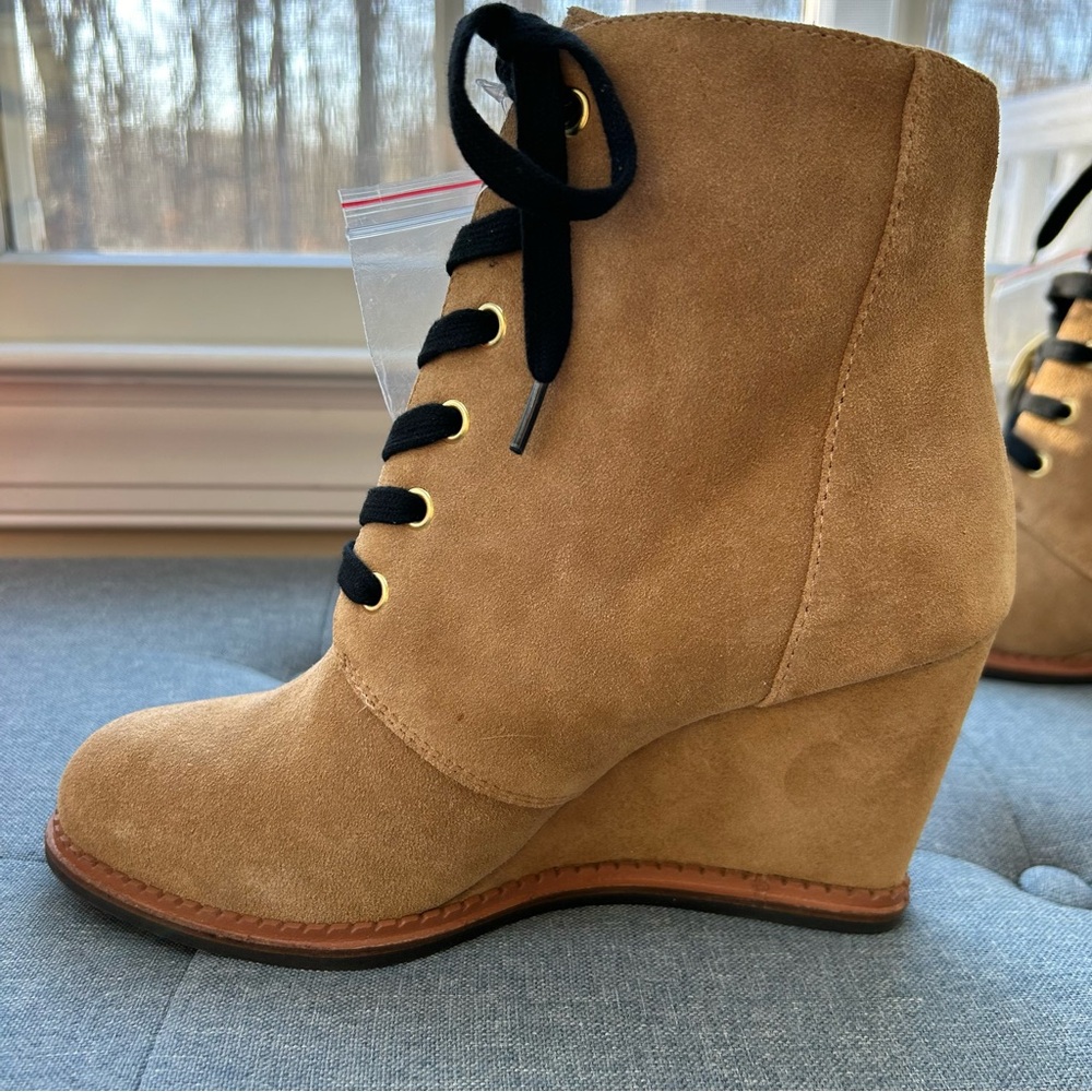 Kate Spade New York Saundra Suede Honey Wedged Boots - Picture 4 of 11